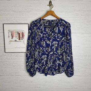 WHBM Paisley Floral Pleated Sleeve Surplice Top Size 6